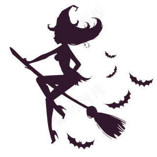 万圣节节日元素蝙蝠小魔女