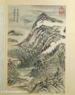 清代画家王时敏杜甫诗意图江村月色国画图片 清代画家王时敏杜甫诗意图江村月色国画图片