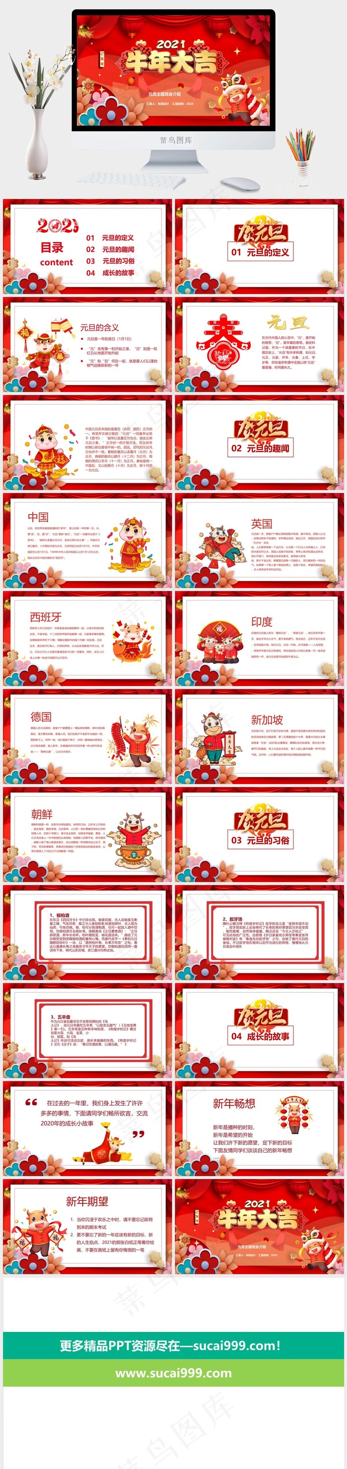 红色营销中国风卡通风PPT模板