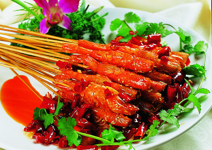 川菜湘菜高清菜谱 湘西串烧虾