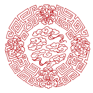 红色喜庆简约风传统吉祥纹样纹路纹理免扣PNG素材图片 (90)