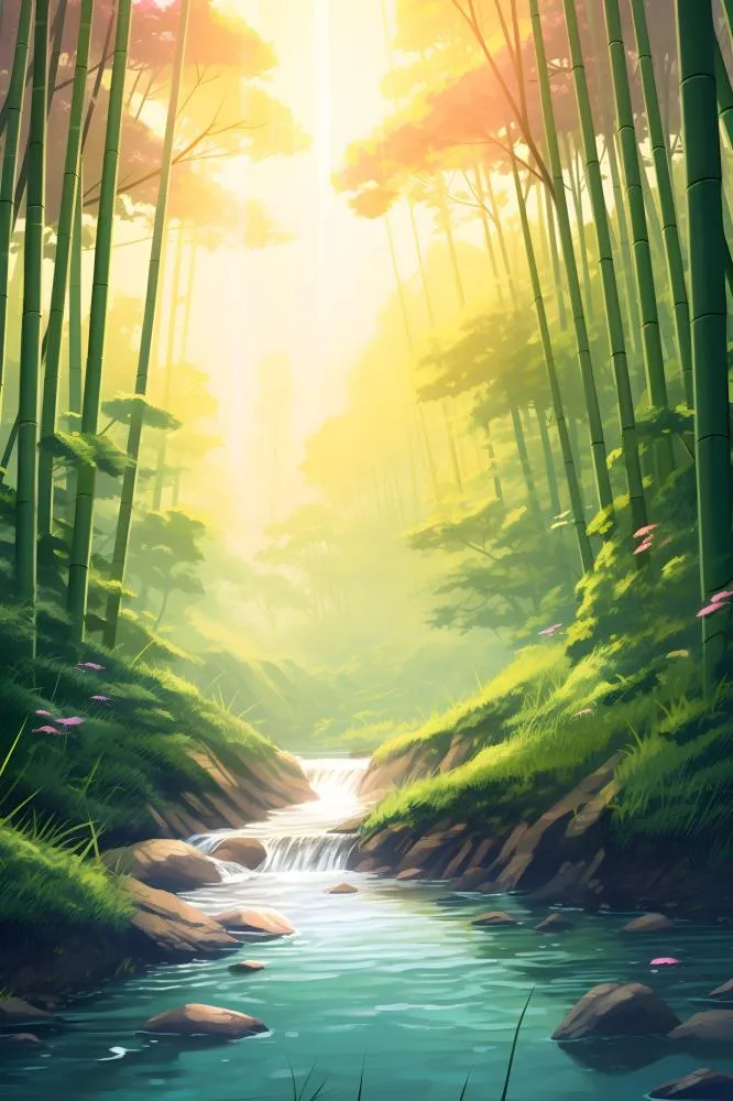 夏日竹子竹林阳光背景(2400x3600)