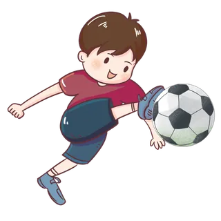 踢足球手绘卡通