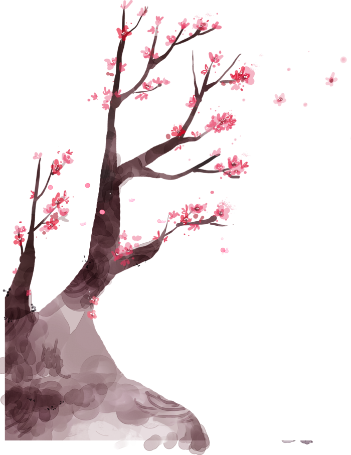 粉色简约风手绘鲜花花朵水墨画PNG素材图片 (28)