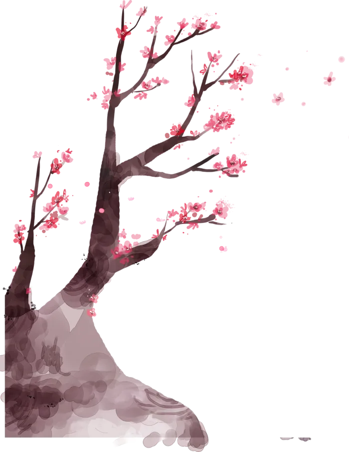 粉色简约风手绘鲜花花朵水墨画PNG素材图片 (28)