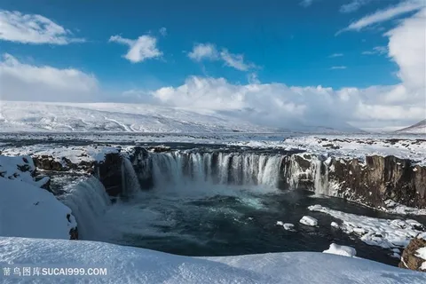 雪山瀑布风景图片 雪山瀑布风景图片