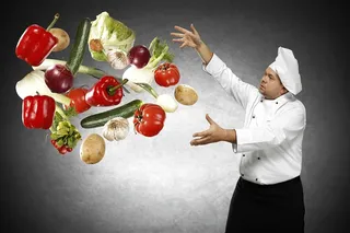 好多蔬菜和厨师