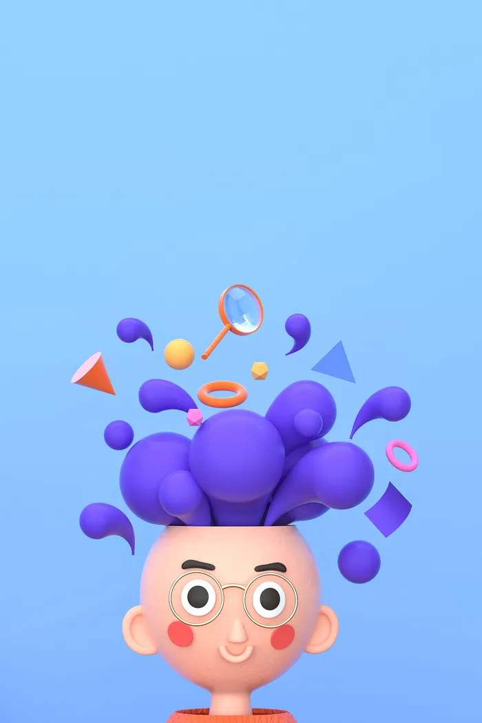 c4d3D三维立体人物蓝色插画风