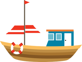 渔船帆船卡通