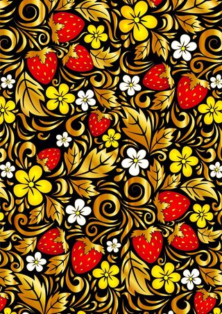 18黄金树叶金灿灿草莓高清矢量