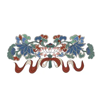 复古中国风国潮敦煌花纹花草插画手绘装饰小元素PSD素材