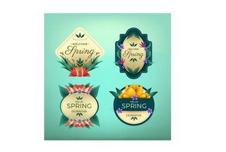 1你好春天矢量标签