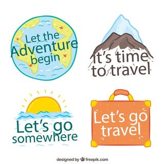 免抠彩色旅行语言标签