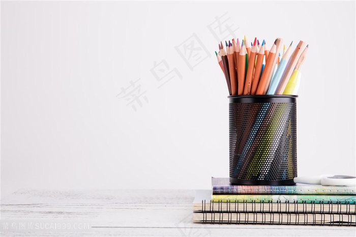 创意学习铅笔本子摆拍
