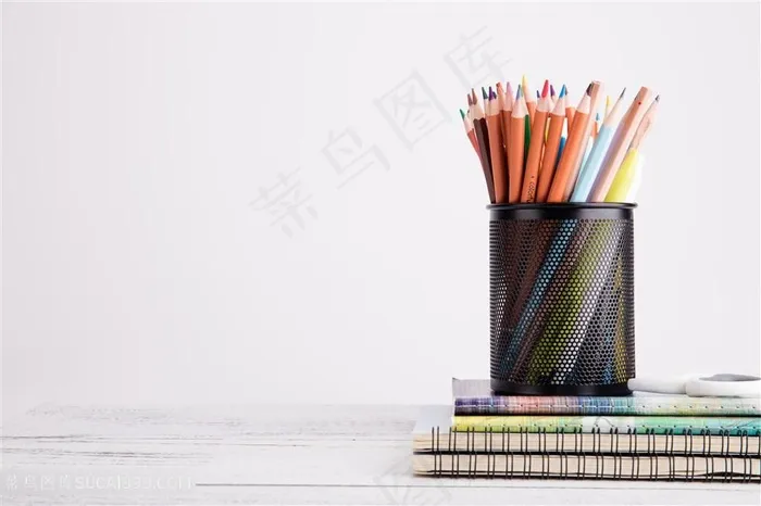 创意学习铅笔本子摆拍