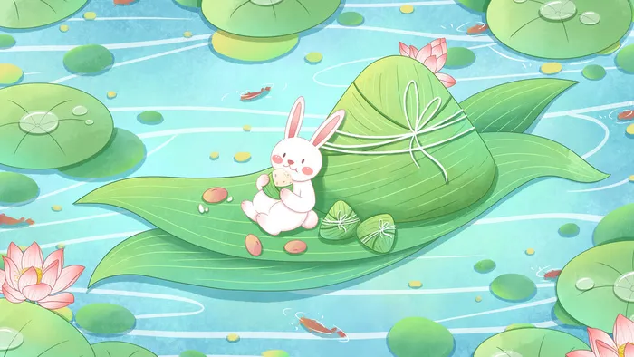 国潮风中国传统节日端午节赛龙舟粽子场景插画海报PSD设计素材psd模版下载