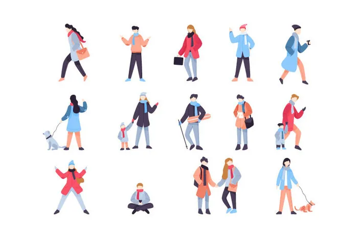 冬天服饰服装冬装穿冬装保暖冬季卡通人物男女装Ai矢量图片素材ai矢量模版下载