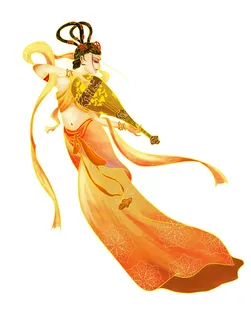 手绘国潮中国风古代敦煌神话飞天仙女美女古装人物插画PSD素材