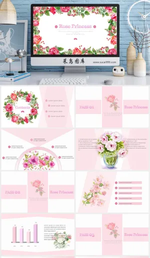 简约唯美清新 PPT模板预览图