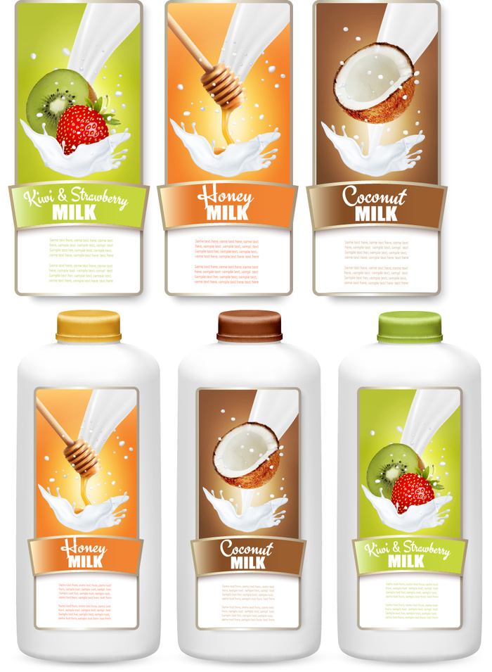 水果牛奶不干胶标签瓶贴纸