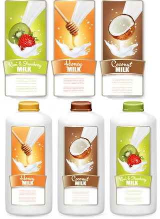 水果牛奶不干胶标签瓶贴纸