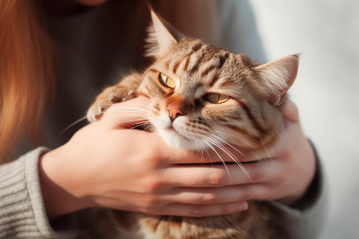 手抱着的猫咪田园猫摄影图(4032x2688)