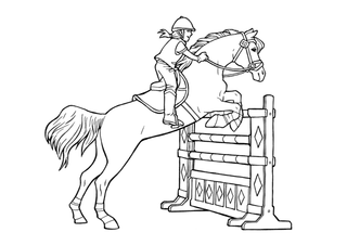 马术线条黑白卡通