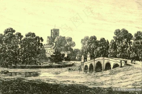 素描树林美景风景画 素描树林美景风景画