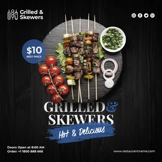 设计烤肉肉串英文菜单