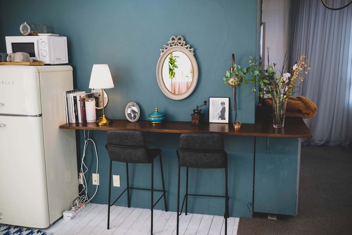 蓝色欧美复古装修风格房间