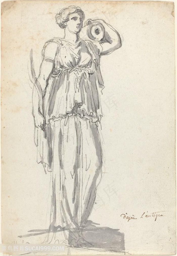 素描女士装饰画手绘插画