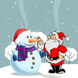 卡通圣诞老人与雪人图片 卡通圣诞老人与雪人图片