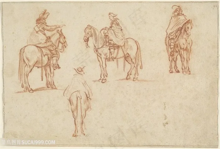 简约骑马人物装饰画手绘插画