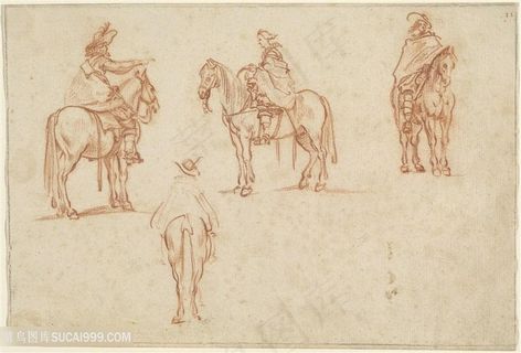 简约骑马人物装饰画手绘插画