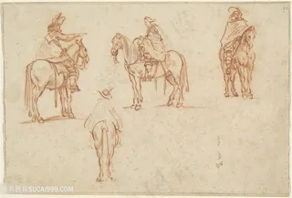 简约骑马人物装饰画手绘插画