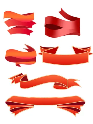 电商活动飘带丝带促销标签标题栏彩带文本框装饰元素PSD分层素材