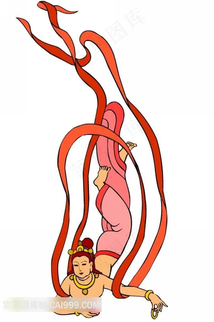 仙女飞天壁画素材