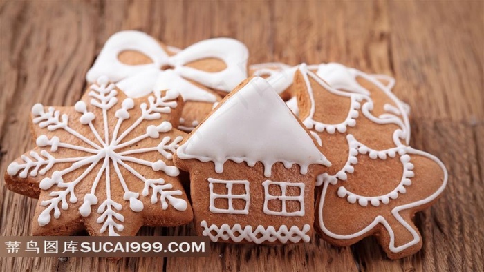 圣诞节小房子和雪花饼干图片