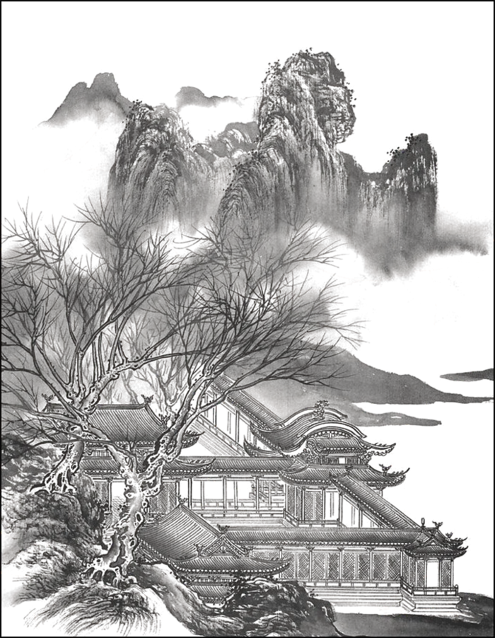 中国古风元素山水