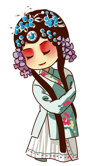 卡通京剧戏剧人物脸谱插画PNG图片 国潮中国风Q版戏剧人物PS素材