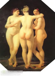 古典油画幸运三女神高清图片