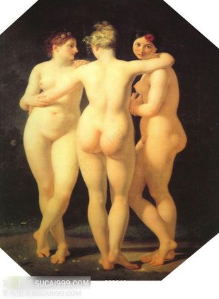 古典油画幸运三女神高清图片