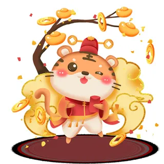 可爱2022年虎年吉祥物卡通形象新年海报元素AI矢量图PSD分层设计素材