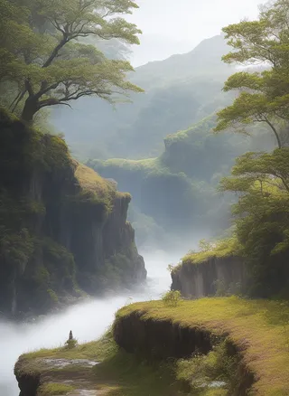 山峰雾霭溪流云雾