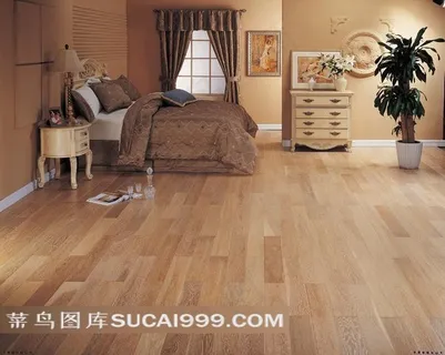 大片实木地板卧室高清摄影图片