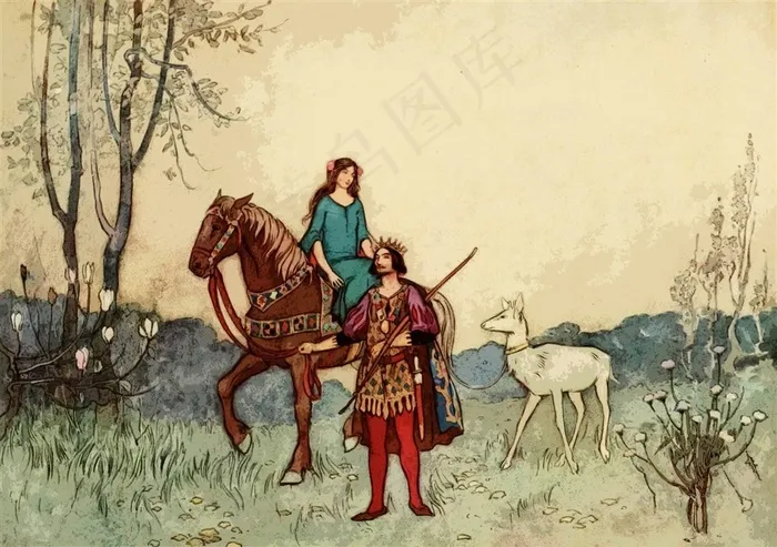 王子公主童话故事插画素材