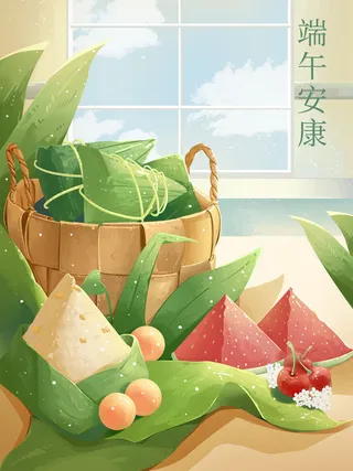 端午安康粽子绘画PSD素材