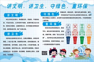 讲文明讲卫生-幼儿园展板 垃圾分类 海报 