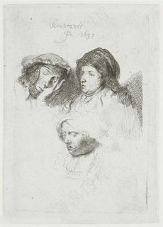 伦勃朗素描线稿线描男女艺术素描装饰画