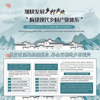 水墨中国风加快发展乡村振兴产业展板
